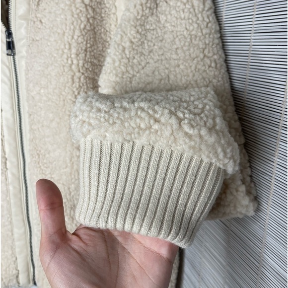 Banana Republic Sherpa Bomber Jacket Cream Size M - Picture 3 of 8